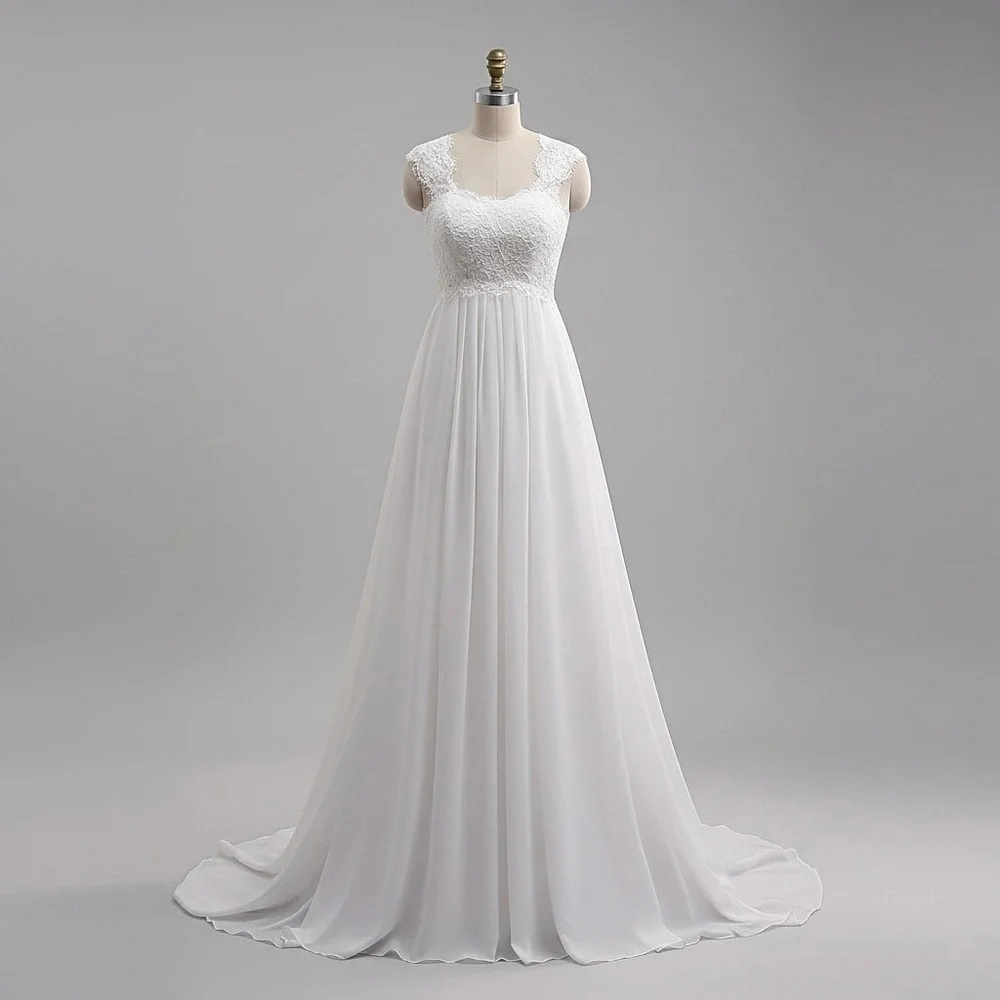 alfred angelo a line wedding dresses Bateau Cap Sleeve Illusion Court Lace Tulle A-line Wedding Dress main image 1